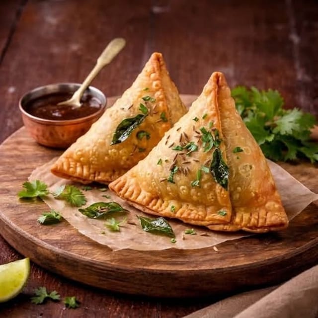 Amritsari Chicken samosa chaat.